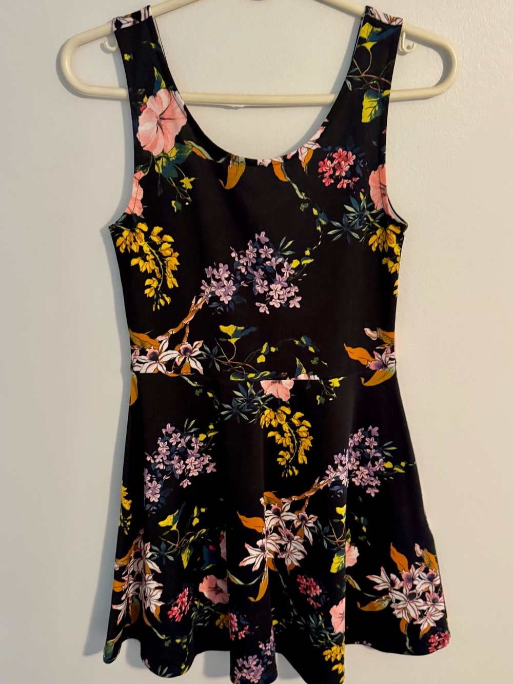 Divided Black Floral Dress